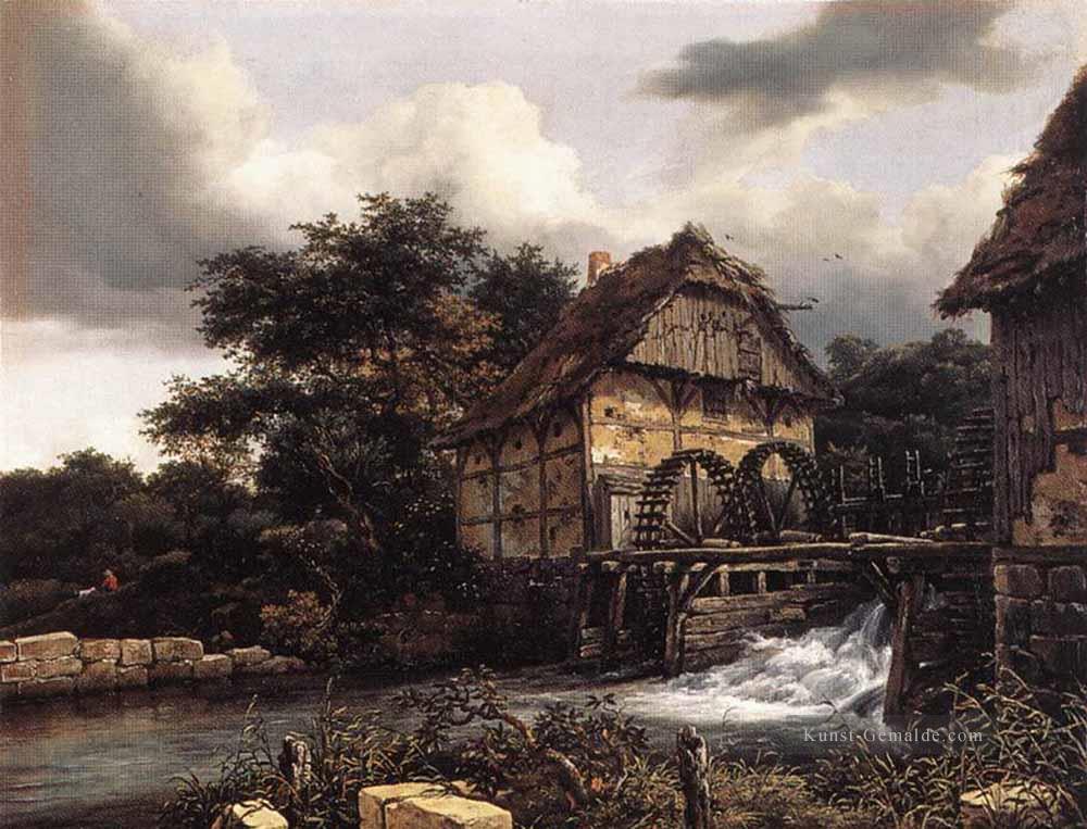 Zwei Wassermühlen und öffnen Sluice Landschaft Jacob Isaakszoon van Ruisdael Fluss Ölgemälde
